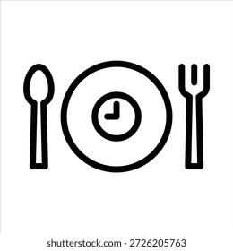 Icono de esquema de tiempo de ayuno. Ilustración de línea negra de Ramadán.