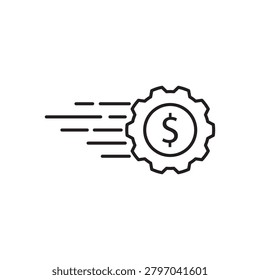 Fastmoving dollar symbol with gear icon,