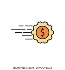 Fastmoving dollar symbol with gear icon,