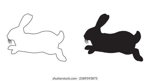 Fast-Paced Bunny Outline - Professional Running Rabbit Vector
