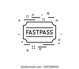 Fastpass line icon. Amusement park ticket sign. Fast track symbol. Geometric shapes. Random cross elements. Linear Fastpass icon design. Vector