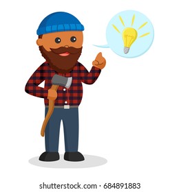 fat african lumberjack with idea