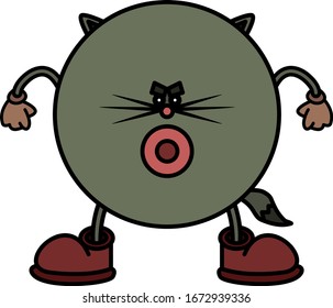 Grasa, vector de gato de caricatura enojado