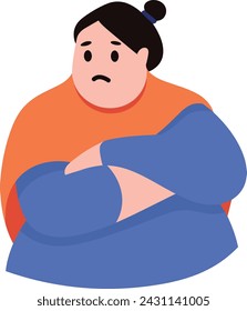 Fat angry woman flat style isolated on background