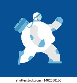 Fat astronaut cartoon. Thick cosmonaut. Stout spaceman isolated. Vector illustration

