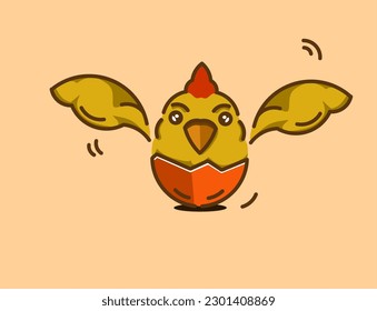 Fat baby rooster, simple flat vector illustration