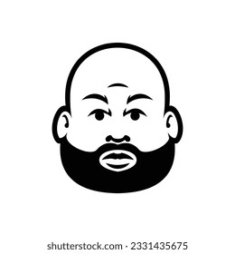 Fat Bald Beard Man mascot illustration template