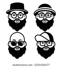 Fat Bald Beard Man mascot illustration template