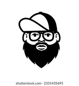Fat Bald Beard Man mascot illustration template