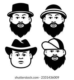 Fat Bald Beard Man mascot illustration template