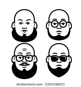 Fat Bald Beard Man mascot illustration template