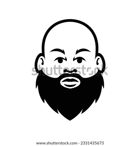 Fat Bald Beard Man mascot illustration template