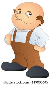 Fat Bald Man - Cartoon Character- Vector Illustration