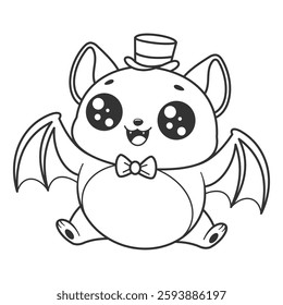 Fat bat flying happily, for coloring