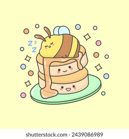 fat bee natural pancake fly with cute facial expressions and pastel colour