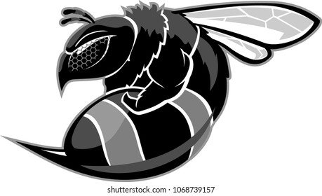 Fat Bee Stinging Side View