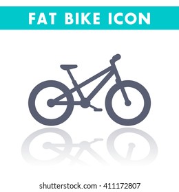 Fat bike vector sign, bicycle, offroad bike isolated on white, vector illustration