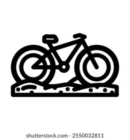 Icono de línea de invierno de ciclismo gordo. Vector de invierno de ciclismo gordo. Ilustración negra de contorno aislado