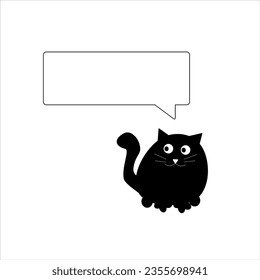 the fat black cat says something