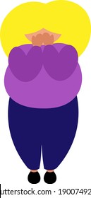 A fat blonde woman is crying in color
