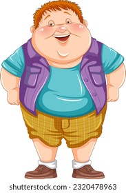 Fat boy cartoon character illustration