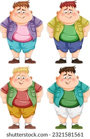 Fat boy cartoon character illustration