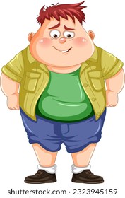 Fat boy cartoon character illustration