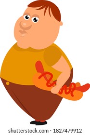 Chico graso, ilustración, vector sobre fondo blanco