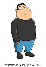 Fat Boy Looking Cartoon Character	