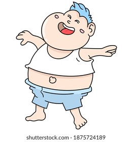 the fat boy is overweight doodle kawaii. doodle icon image. cartoon character cute doodle draw