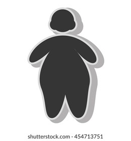 Fat boy pictogram , isolated flat icon with black and white colors.