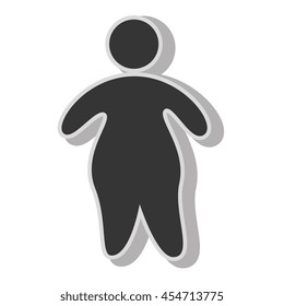 Fat boy pictogram , isolated flat icon with black and white colors.