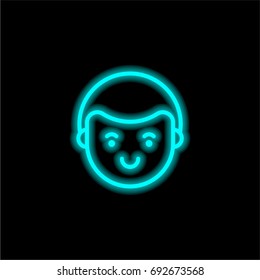 Fat Boy Smiling blue glowing neon ui ux icon. Glowing sign logo vector