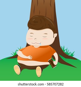 fat boy take a nap cartoon