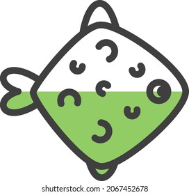 Fat bright green fish, illustration, vector, on a white background.