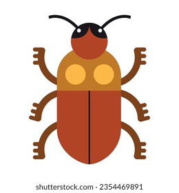 Fat brown cockchafer. Cute wild animals cartoon illustration. Insects concept. Colored flat vector isolated on white background