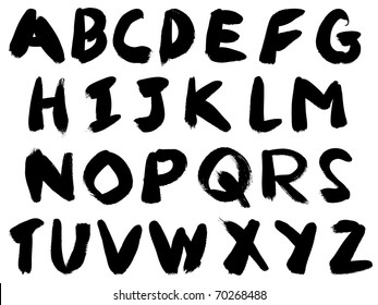 Fat Brush - Hand Painted Font - Highly detailed and separately grouped vector