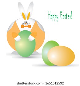 Fat bunny with easter eggs,