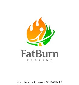 Fat Burn Fitness / Flame - Fire Yoga / Slim Body Shape Logo