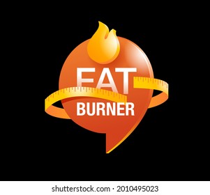 Fat burner capsules icon on black background - food supplement for weight loss and increasing energy. Vector illustration 