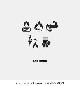 Fat Burning Concept Logo Set Calories 