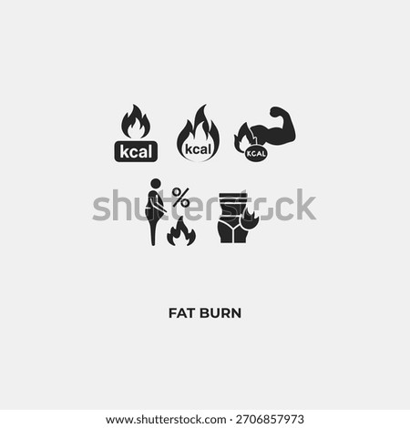 Fat Burning Concept Logo Set Calories 