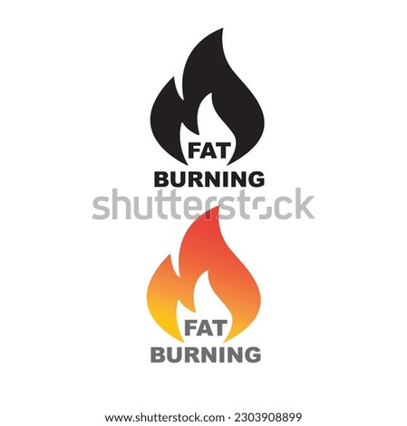 Fat burning icon with flame, vector, sign. 