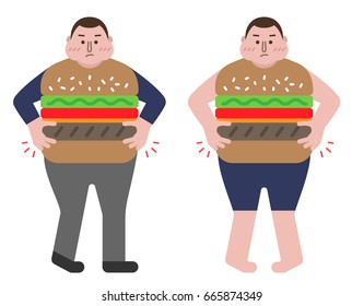 Fat Business Man Always Eat Junk Food Vector Infographic