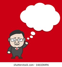 fat business man with bubble speech