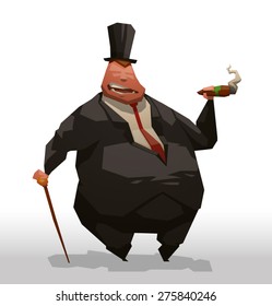 Fat businessman with a cigar, vector