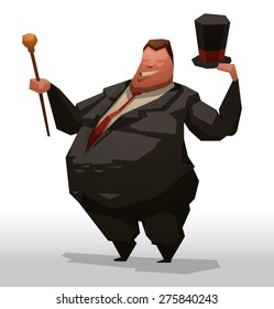 Fat businessman, vector