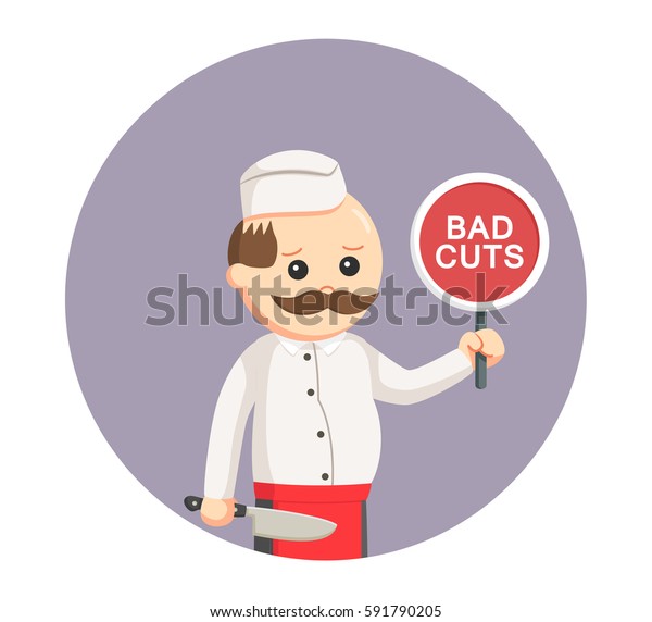 Fat Butcher Man Bad Cuts Sign Stock Vector Royalty Free 591790205