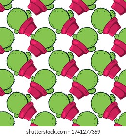 Fat cactus pattern , illustration, vector on white background