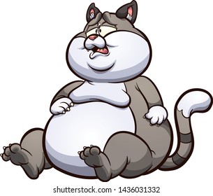 Fat cartoon cat looking full clip art. Vector illustration with simple gradients. All in a single layer. 
